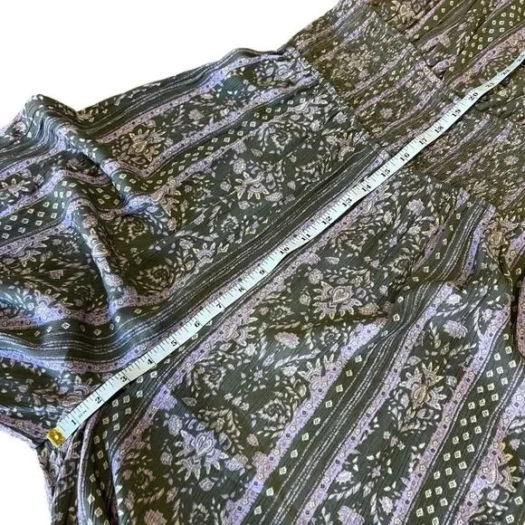 SO Smocked wide leg jumpsuit green purple floral juniors Size XL - Picture 16 of 16